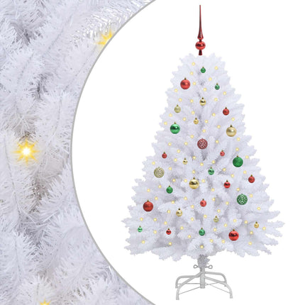 Plast Hingad Julgran med 150 LED-lampor Vit 150 cm PVC och Stål