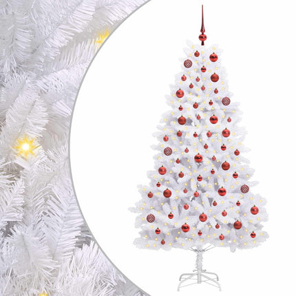 Plast Hingad Julgran med 300 LED-lampor Vit 180 cm PVC och stål