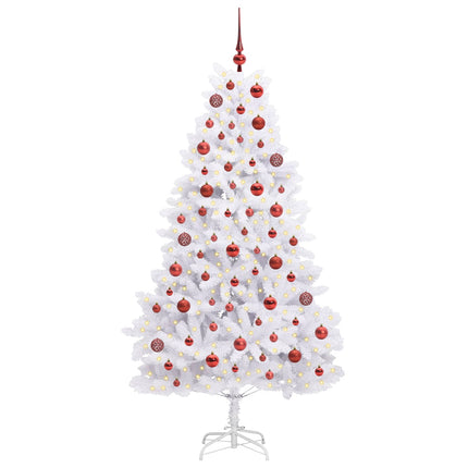 Plast Hingad Julgran med 300 LED-lampor Vit 180 cm PVC och stål