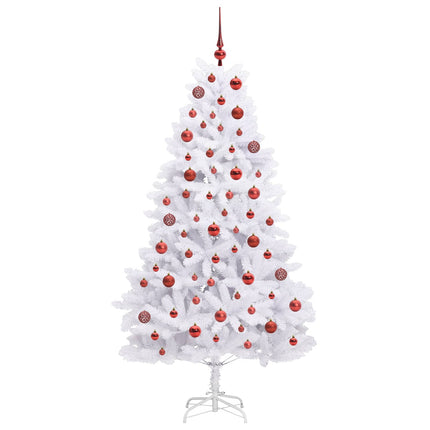 Plast Hingad Julgran med 300 LED-lampor Vit 180 cm PVC och stål