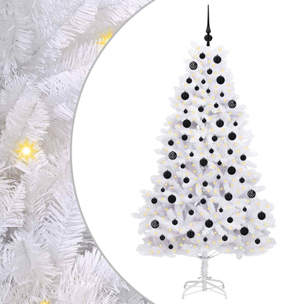 Plast Hingad Julgran med 300 LED-lampor Vit 180 cm PVC och stål