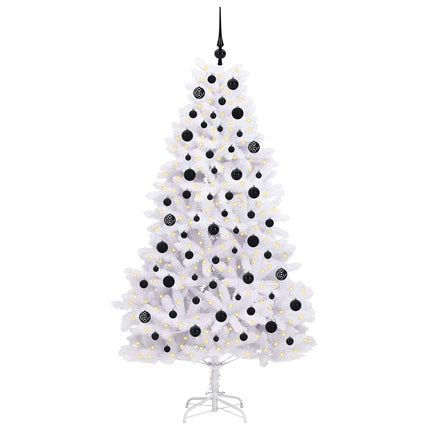 Plast Hingad Julgran med 300 LED-lampor Vit 180 cm PVC och stål