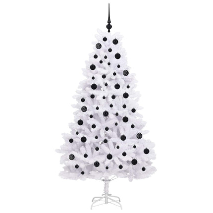 Plast Hingad Julgran med 300 LED-lampor Vit 180 cm PVC och stål