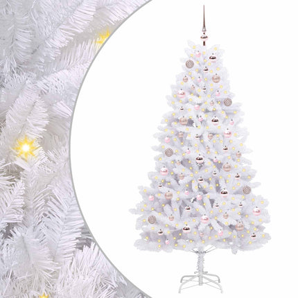 Plast Hingad Julgran med 300 LED-lampor Vit 180 cm PVC och stål