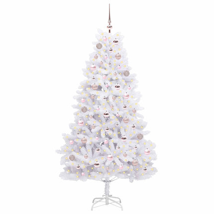 Plast Hingad Julgran med 300 LED-lampor Vit 180 cm PVC och stål