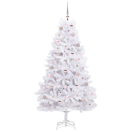 Plast Hingad Julgran med 300 LED-lampor Vit 180 cm PVC och stål