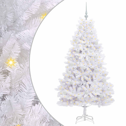 Plast Hingad Julgran med 300 LED-lampor Vit 180 cm PVC och stål