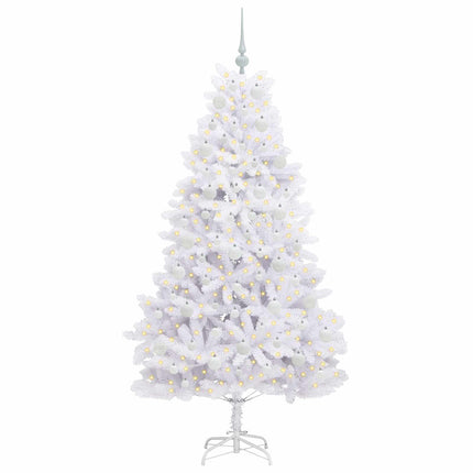Plast Hingad Julgran med 300 LED-lampor Vit 180 cm PVC och stål