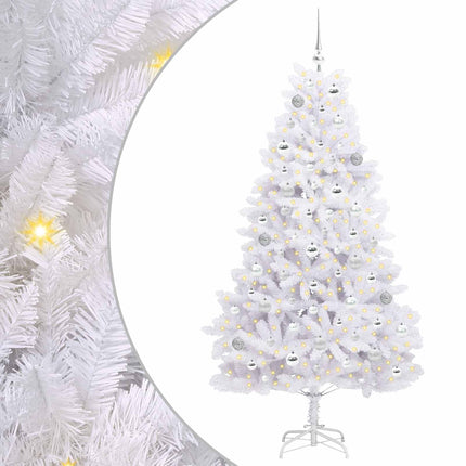 Plast Hingad Julgran med 300 LED-lampor Vit 180 cm PVC och stål