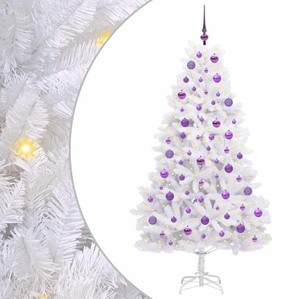 Plast Hingad Julgran med 300 LED-lampor Vit 180 cm PVC och stål