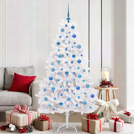 Plast Hingad Julgran med 300 LED-lampor Vit 180 cm PVC och stål