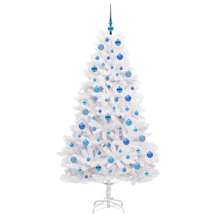 Plast Hingad Julgran med 300 LED-lampor Vit 180 cm PVC och stål