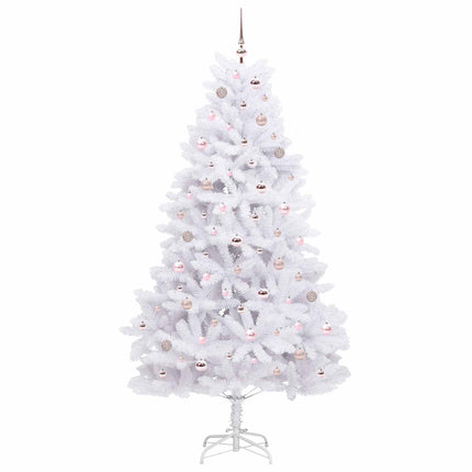 Plast Hingad Julgran med 300 LED-lampor Vit 210 cm PVC och stål