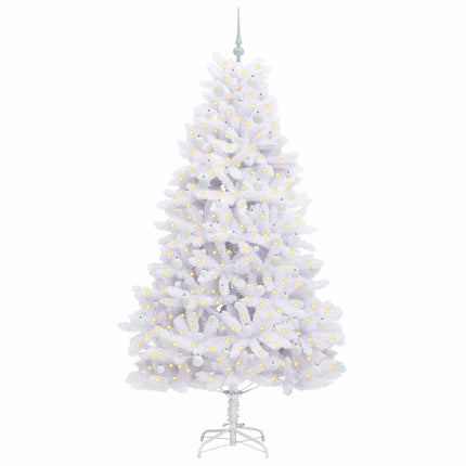 Plast Hingad Julgran med 300 LED-lampor Vit 210 cm PVC och stål