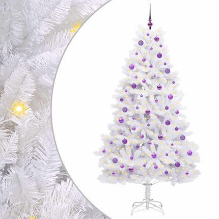 Plast Hingad Julgran med 300 LED-lampor Vit 210 cm PVC och stål