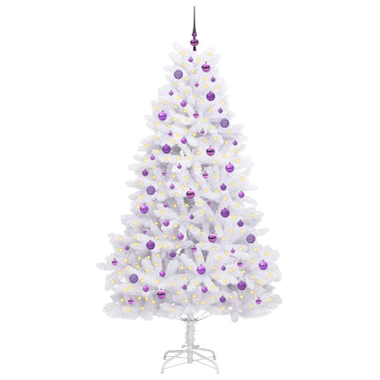 Plast Hingad Julgran med 300 LED-lampor Vit 210 cm PVC och stål