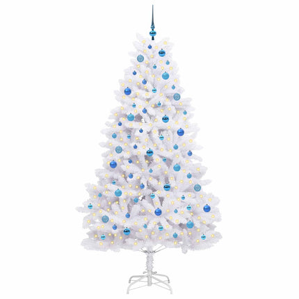 Plast Hingad Julgran med 300 LED-lampor Vit 210 cm PVC och stål