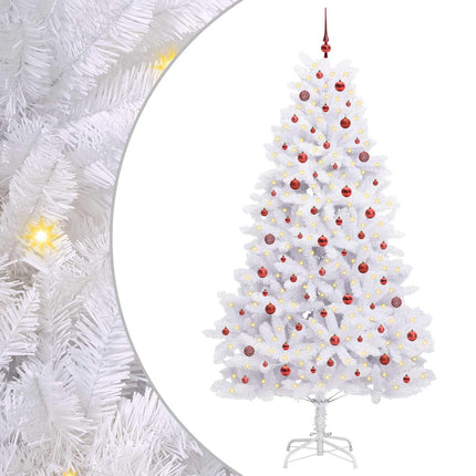 Plast Hingad Julgran med 300 LED-lampor Vit 240 cm PVC och stål
