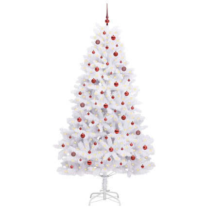 Plast Hingad Julgran med 300 LED-lampor Vit 240 cm PVC och stål