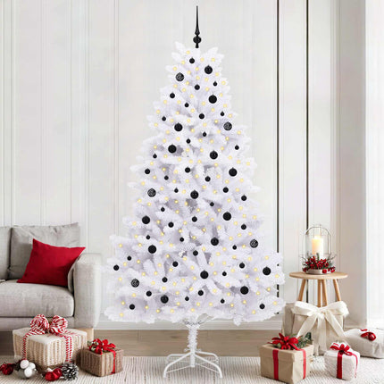 Plast Hingad Julgran med 300 LED-lampor Vit 240 cm PVC och stål