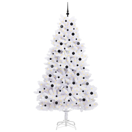 Plast Hingad Julgran med 300 LED-lampor Vit 240 cm PVC och stål