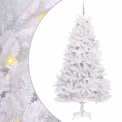 Plast Hingad Julgran med 300 LED-lampor Vit 240 cm PVC och stål