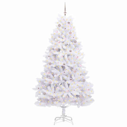 Plast Hingad Julgran med 300 LED-lampor Vit 240 cm PVC och stål