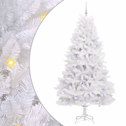 Plast Hingad Julgran med 300 LED-lampor Vit 240 cm PVC och stål
