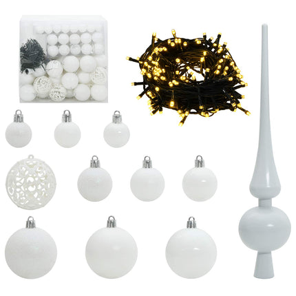 Plast Hingad Julgran med 300 LED-lampor Vit 240 cm PVC och stål
