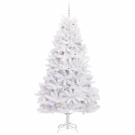 Plast Hingad Julgran med 300 LED-lampor Vit 240 cm PVC och stål