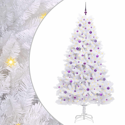 Plast Hingad Julgran med 300 LED-lampor Vit 240 cm PVC och stål