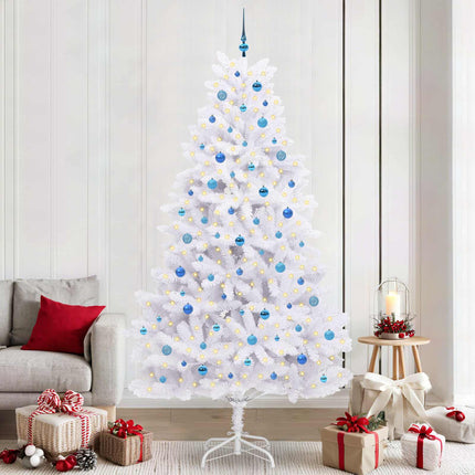 Plast Hingad Julgran med 300 LED-lampor Vit 240 cm PVC och stål