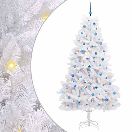 Plast Hingad Julgran med 300 LED-lampor Vit 240 cm PVC och stål