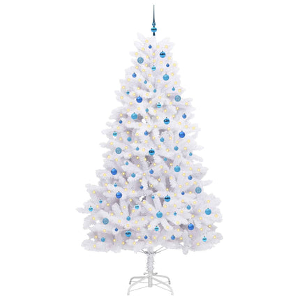Plast Hingad Julgran med 300 LED-lampor Vit 240 cm PVC och stål