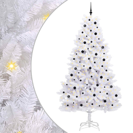Plast Hingad Julgran med 300 LED-lampor Vit 270 cm PVC och stål