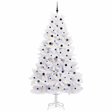 Plast Hingad Julgran med 300 LED-lampor Vit 270 cm PVC och stål