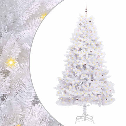 Plast Hingad Julgran med 300 LED-lampor Vit 270 cm PVC och stål