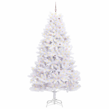 Plast Hingad Julgran med 300 LED-lampor Vit 270 cm PVC och stål