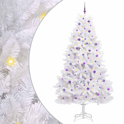 Plast Hingad Julgran med 300 LED-lampor Vit 270 cm PVC och stål