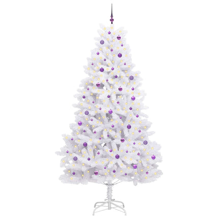 Plast Hingad Julgran med 300 LED-lampor Vit 270 cm PVC och stål