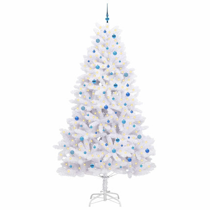 Plast Hingad Julgran med 300 LED-lampor Vit 270 cm PVC och stål