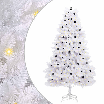 Plast Hingad Julgran med 300 LED-lampor Vit 300 cm PVC och stål