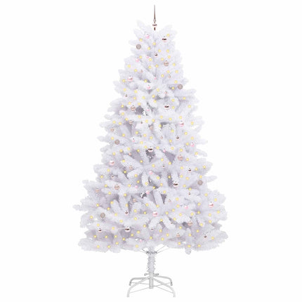 Plast Hingad Julgran med 300 LED-lampor Vit 300 cm PVC och stål
