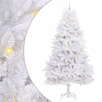 Plast Hingad Julgran med 300 LED-lampor Vit 300 cm PVC och stål