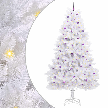 Plast Hingad Julgran med 300 LED-lampor Vit 300 cm PVC och stål