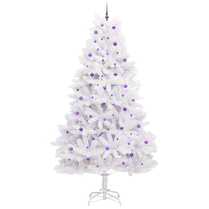 Plast Hingad Julgran med 300 LED-lampor Vit 300 cm PVC och stål