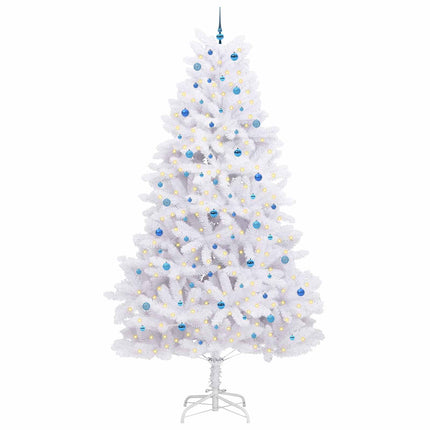 Plast Hingad Julgran med 300 LED-lampor Vit 300 cm PVC och stål