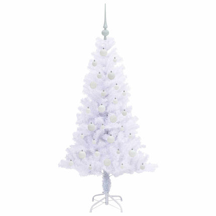 Konstgjord julgran med 150 LED-lampor Vit 150 cm PVC och Stål