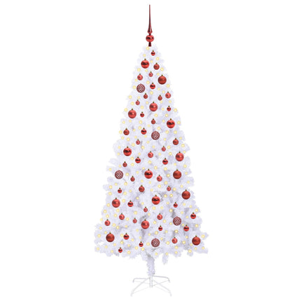 Konstgjord julgran med 300 LED-lampor Vit 180 cm PVC och stål