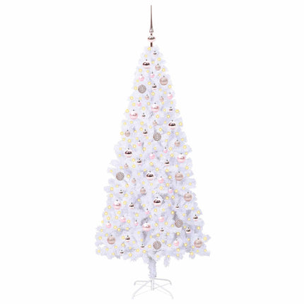 Konstgjord julgran med 300 LED-lampor Vit 180 cm PVC och stål